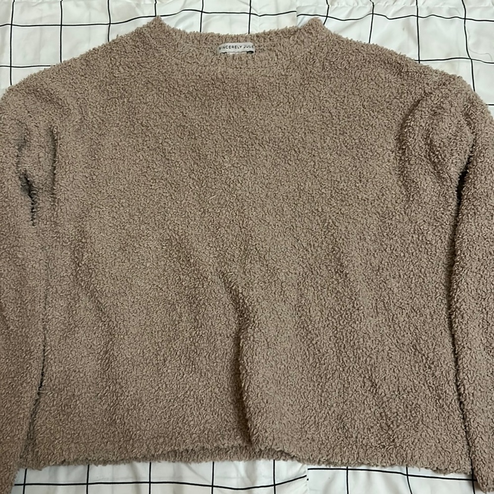 Sincerely Jules Tan Cream Womens XS crew sweater
